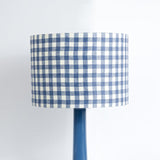 Small Gingham Linen Lampshade - Blue & White - Winter's Moon 