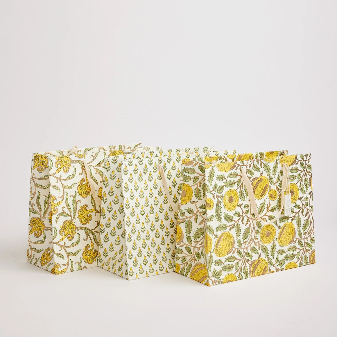 Block Printed Luxury Gift Bags - Large (Sunshine) - Winter's Moon