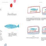 bookspeed - 15 minute art pastel book pages about drawing sardines - winter's moon