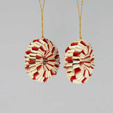 Box of Two Handmade Paper Spin Decorations - White & Red