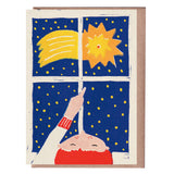luiza holub - wish upon a star christmas linocut card with envelope - winter's moon