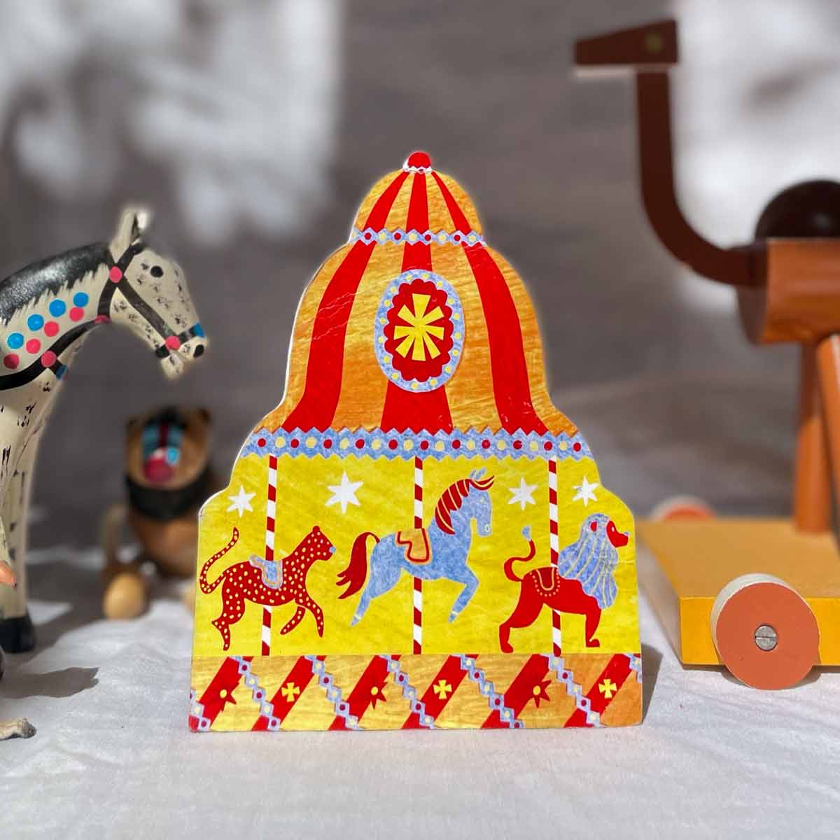 Carousel Shaped Greeting Card - Winter's Moon 