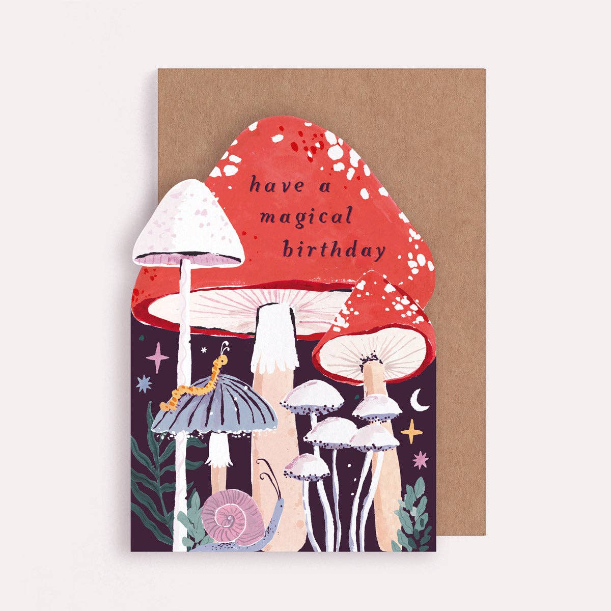 'Magical Birthday Mushrooms' Greetings Card - Winter's Moon 