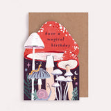 'Magical Birthday Mushrooms' Greetings Card - Winter's Moon 