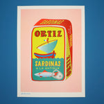 we are out of office - risograph tin of sardines print- winter's moon
