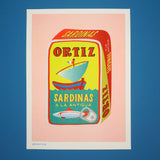 we are out of office - risograph tin of sardines print- winter's moon