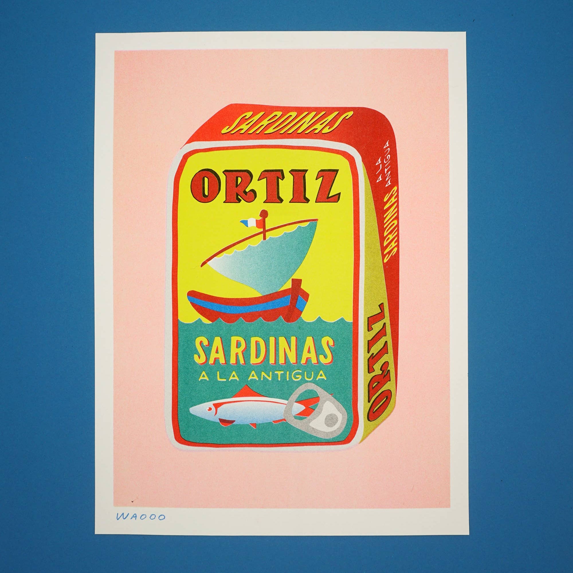 we are out of office - risograph tin of sardines print- winter's moon