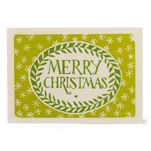 Green Wreath 'Merry Christmas' Pack of 10 Cards - Winter's Moon 