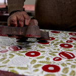Block Printed Luxury Wrapping Paper - Marigold Scarlet - Winter's Moon 