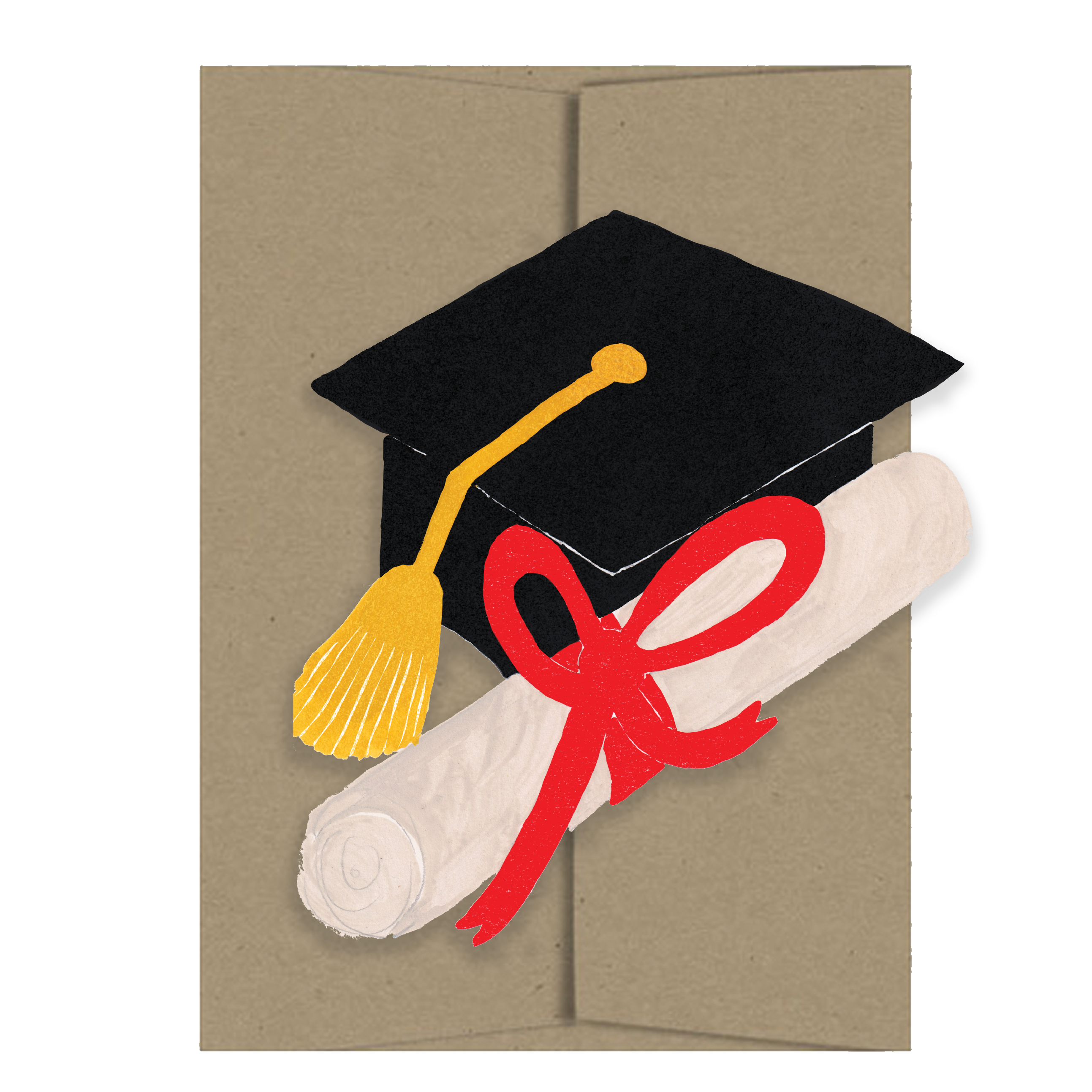 isatopia - graduation cap cut out card with brown envelope - winter's moon