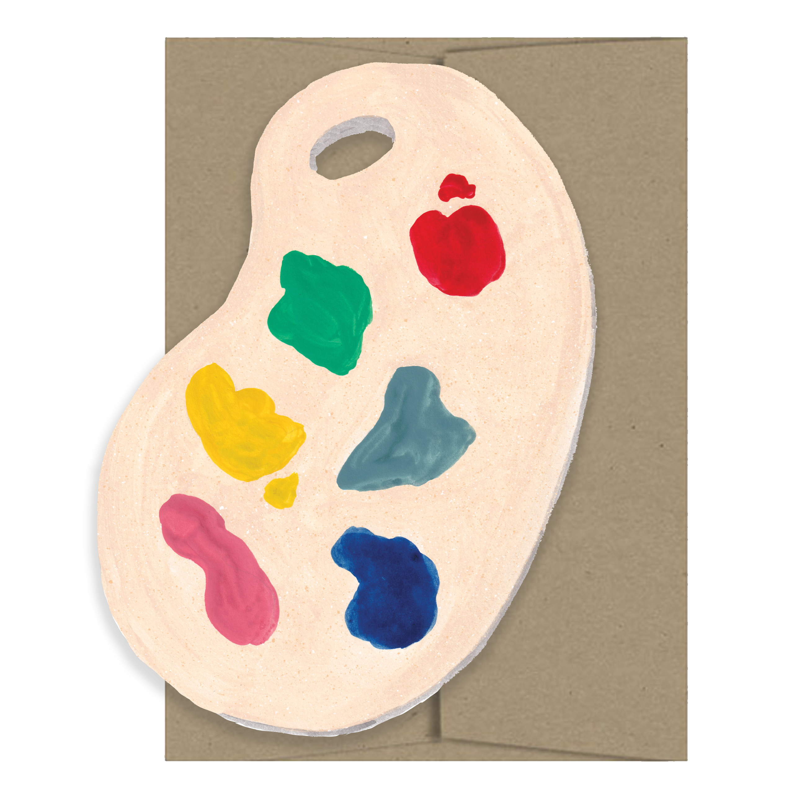 isatopia - die cut card of painting palette with brown envelope - winter's moon