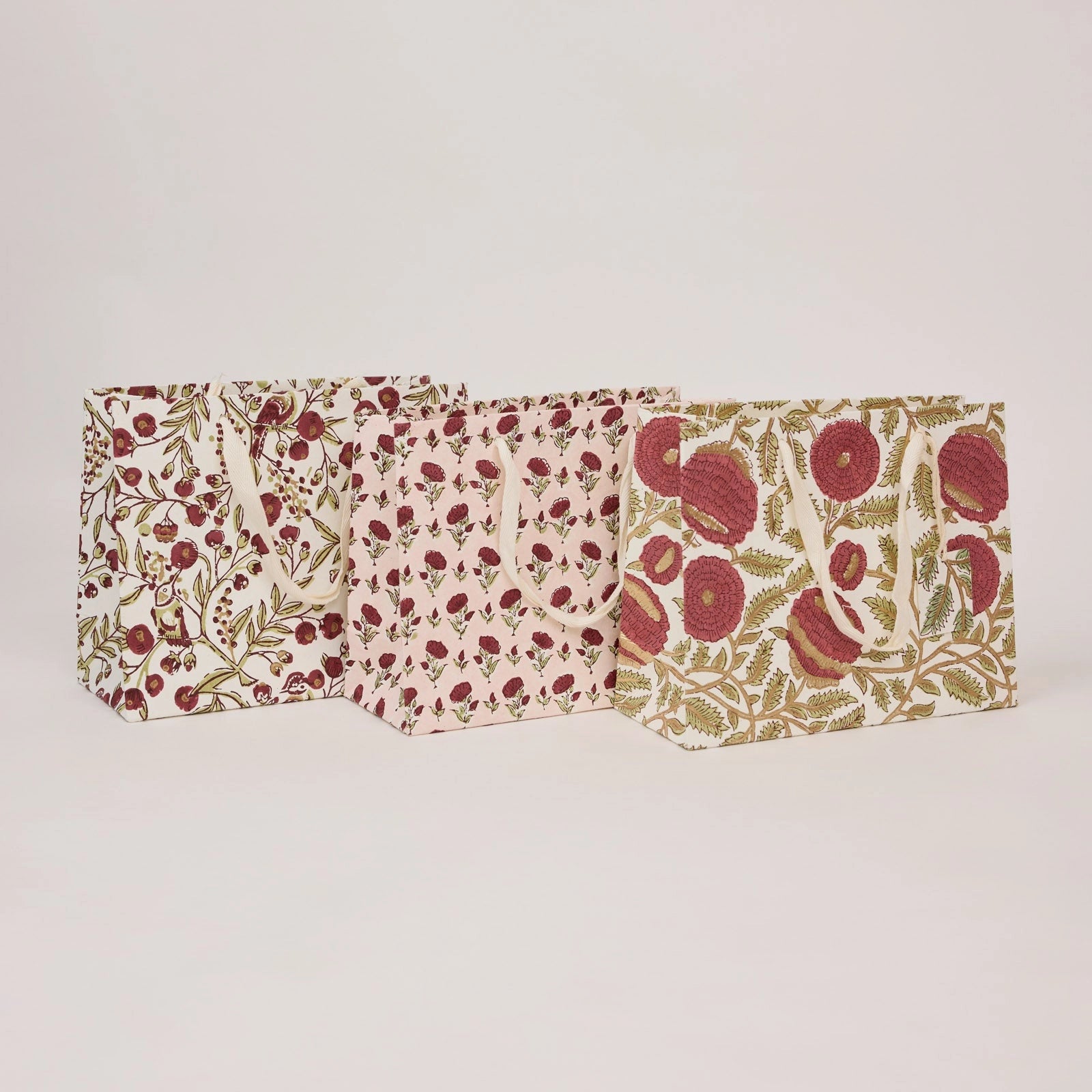Block Printed Luxury Gift Bags - Medium (Scarlet) - Winter's Moon 