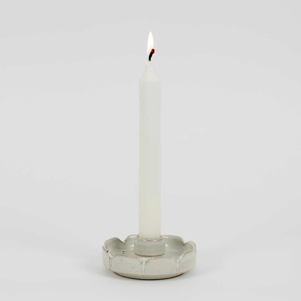 Handmade stoneware speckled candleholder