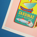 we are out of office - risograph tin of sardines print- winter's moon