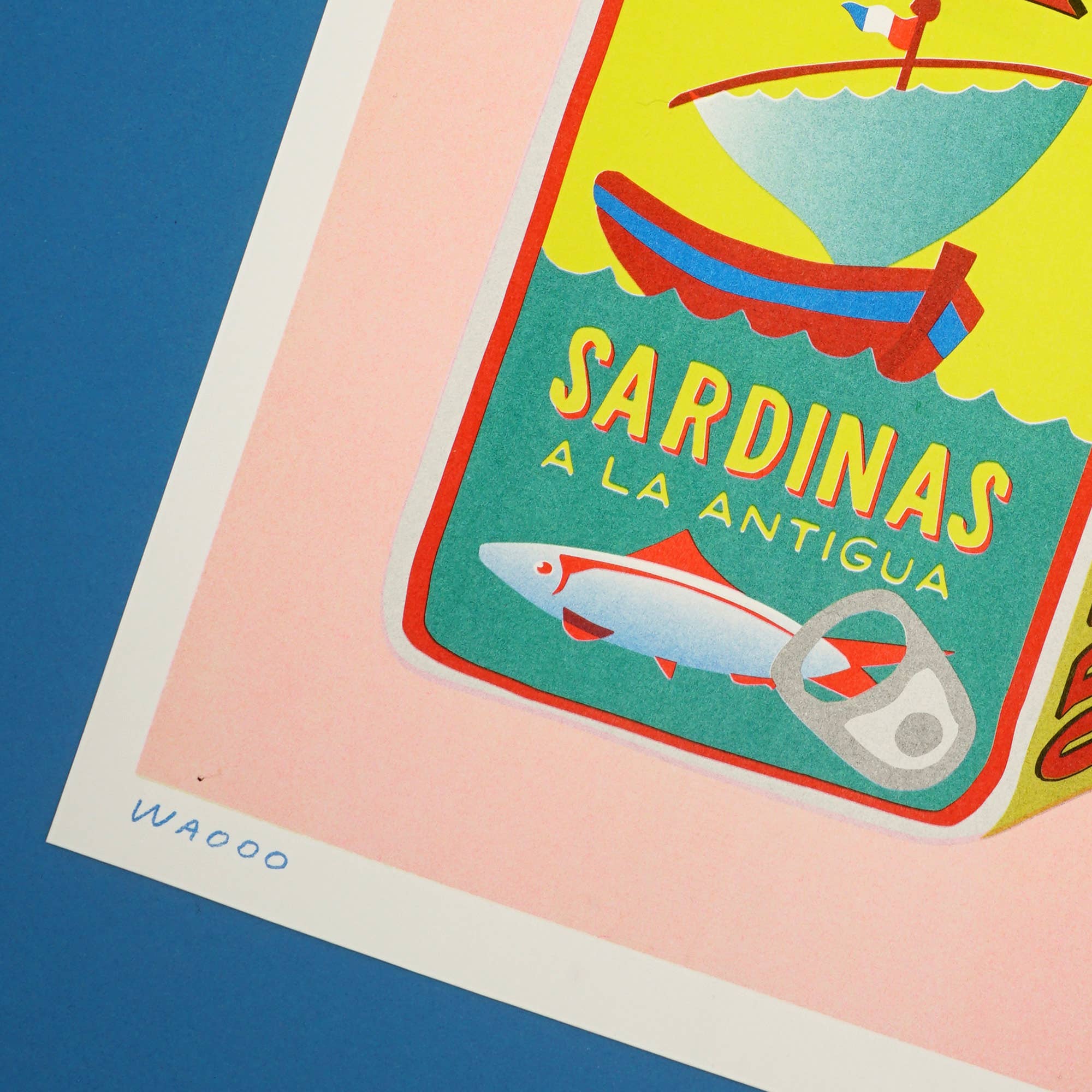 we are out of office - risograph tin of sardines print- winter's moon