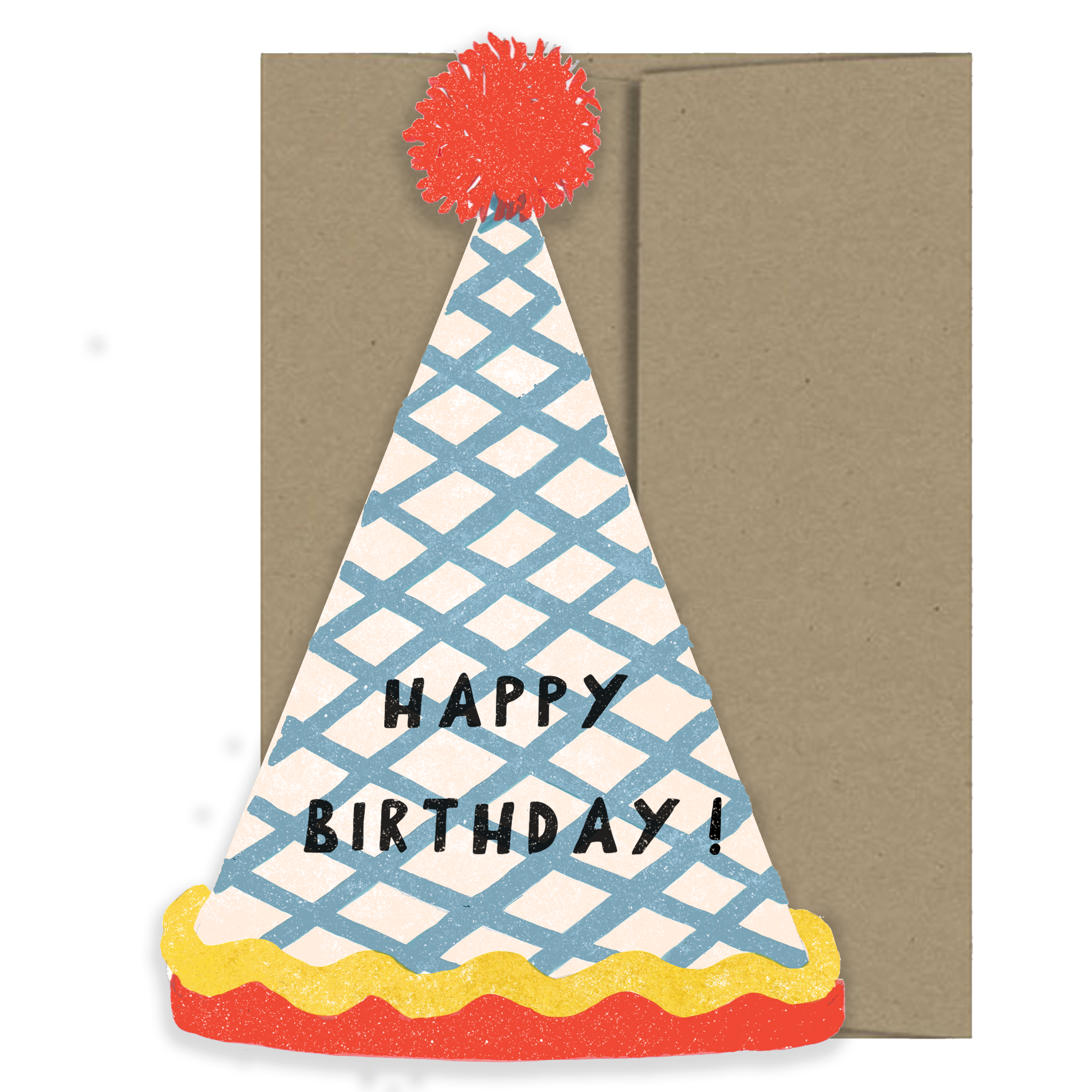 isatopia - die cut birthday hat card with brown envelope - winter's moon