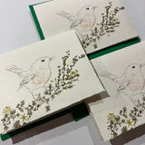 Handprinted Pack of Christmas Cards - Robin