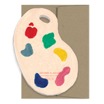 isatopia - reverse of die cut card of painting palette with brown envelope - winter's moon