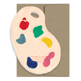 isatopia - reverse of die cut card of painting palette with brown envelope - winter's moon