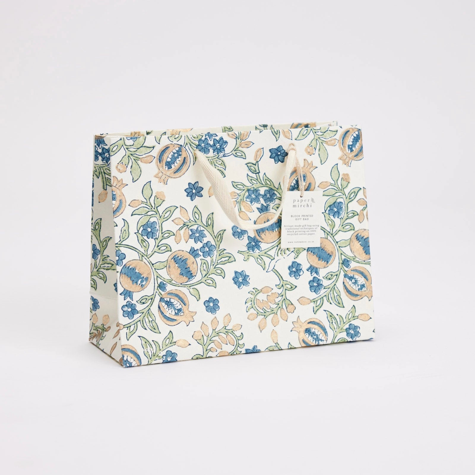 Block Printed Luxury Gift Bags - Medium (Indigo) - Winter's Moon 