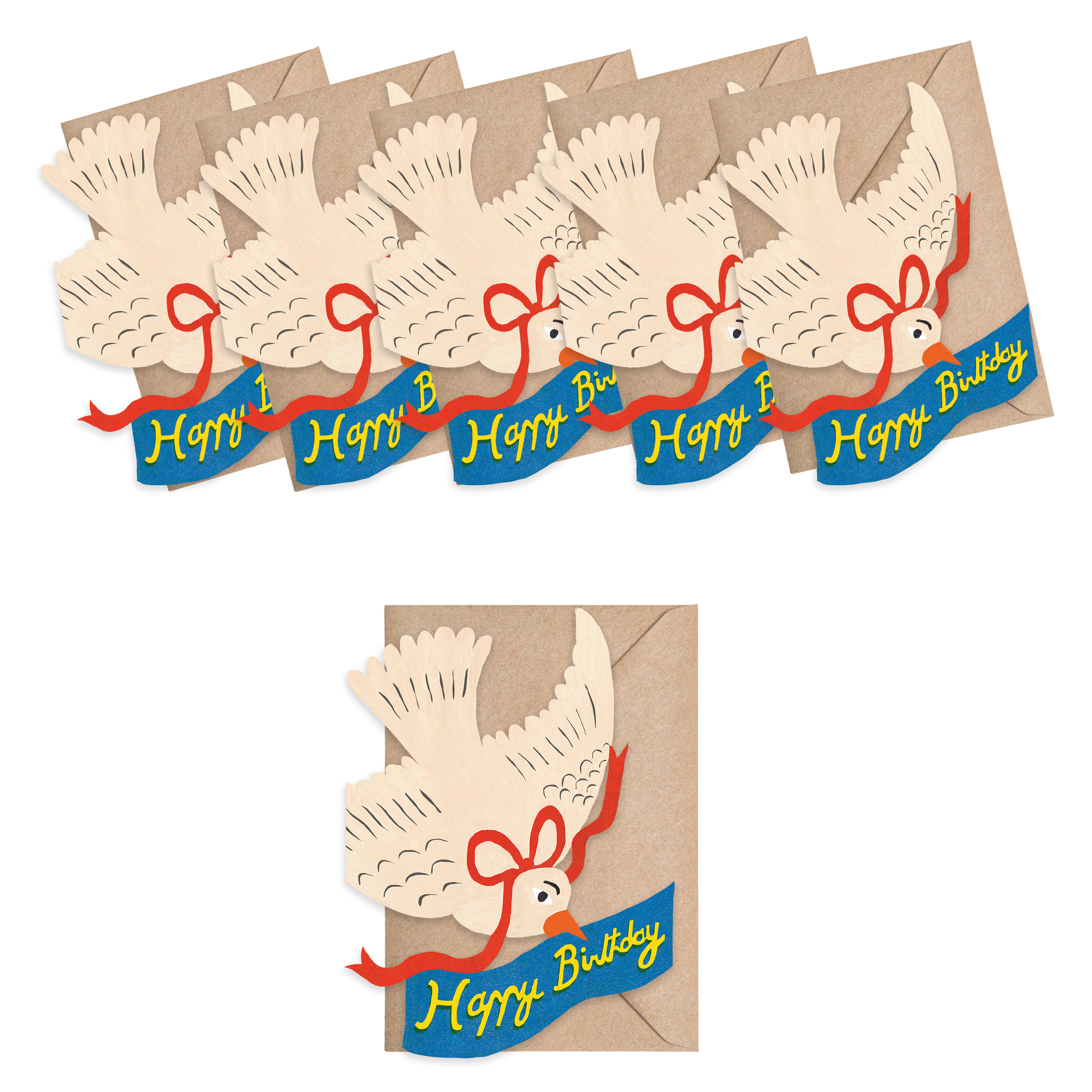 'Happy Birthday Bird' Box of 6 Mini Greetings Cards - Winter's Moon 