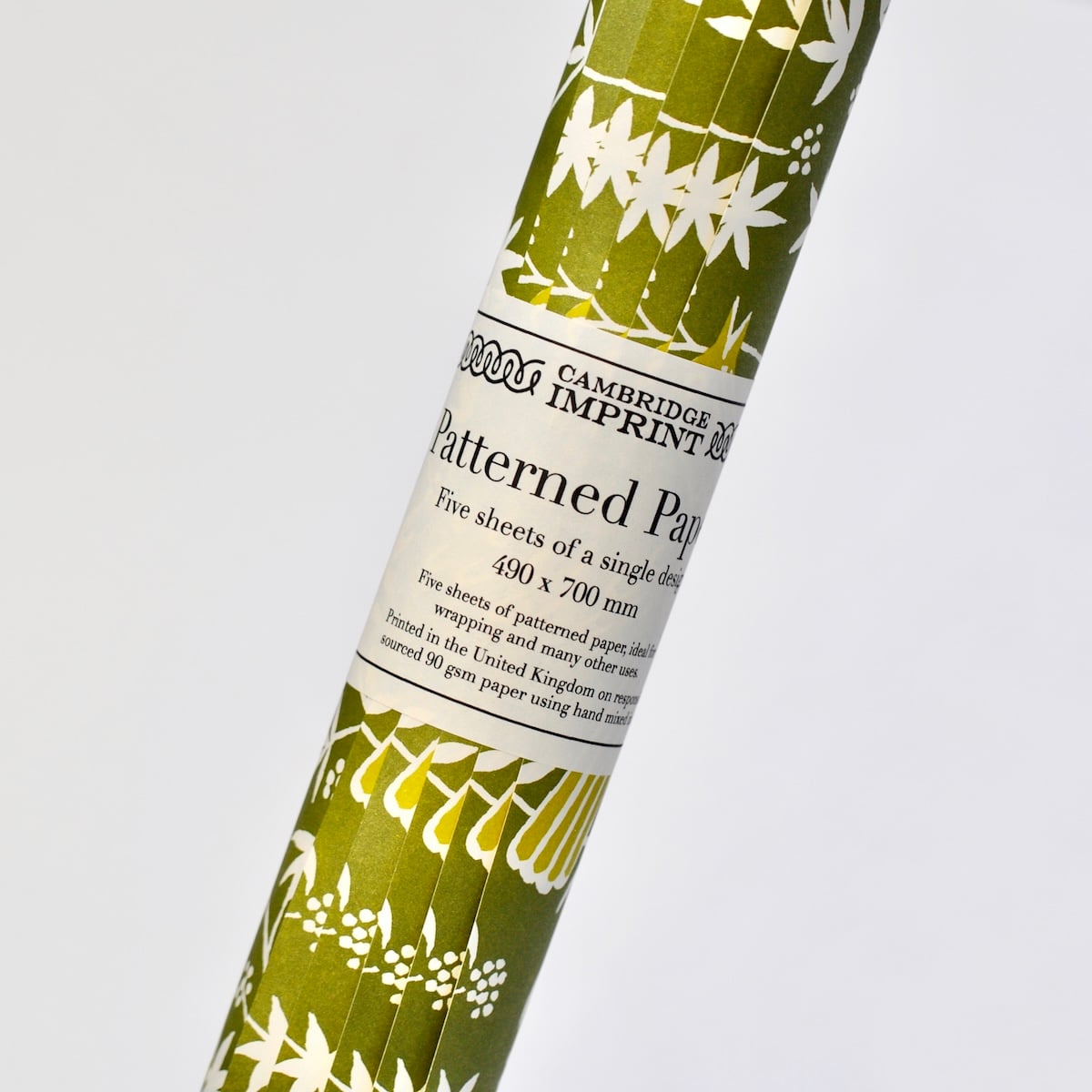 cambridge imprint - 5 rolled sheets of 'Songbird Moss' Wrapping Paper - Winter's Moon 