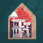'Magical Birthday Mushrooms' Greetings Card - Winter's Moon 