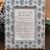 Block Printed Picture Frame - Floral Blue Stone (4x6)