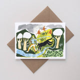 printer johnson - black dog seasonal greetings card with envelope - winter's moon