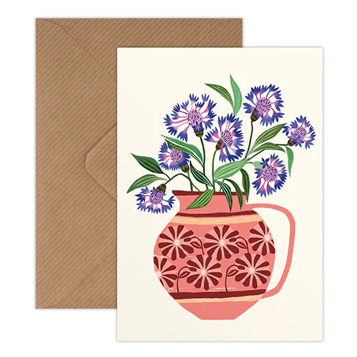 Brie Harrison - Cornflowers greetings card on white background - winter's moon