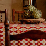 Indian Block Print Tablecloth - Merlot Seville Star