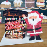 'Santa in Chimney' Die Cut Greetings Card
