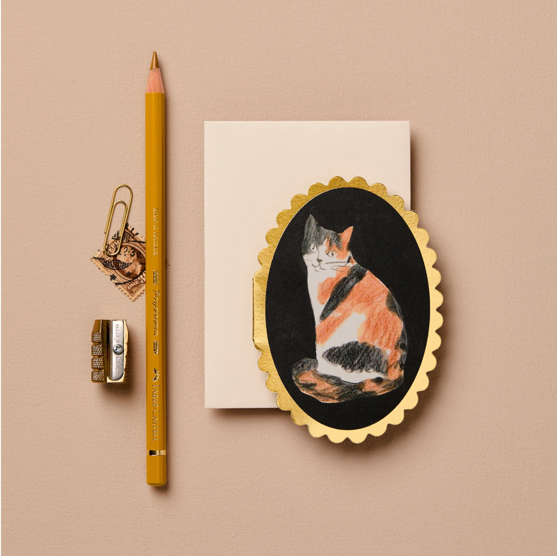 mini cat card with gold edge