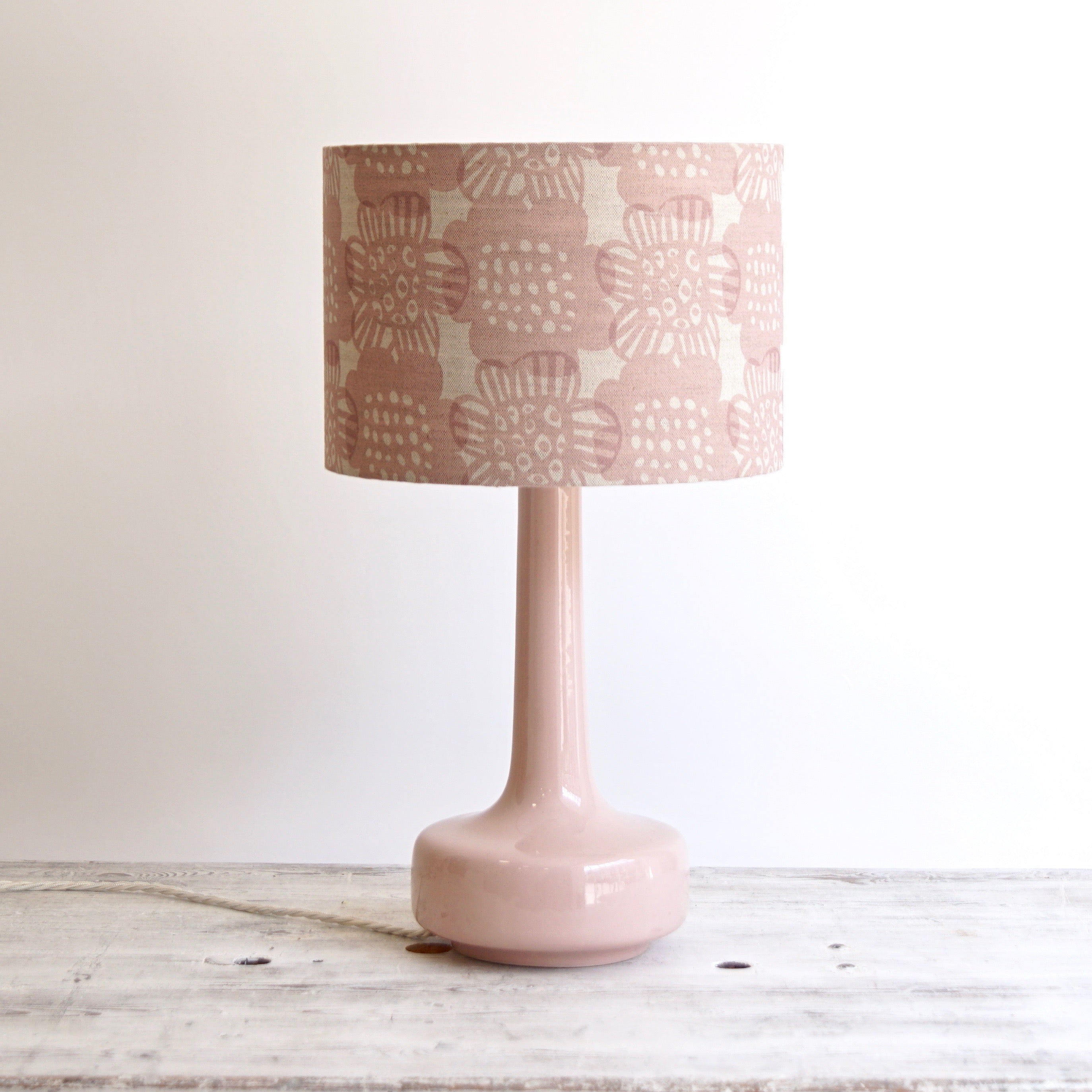 Blush Pink Table Lamp & Pink 'Bloom' Shade - Winter's Moon 