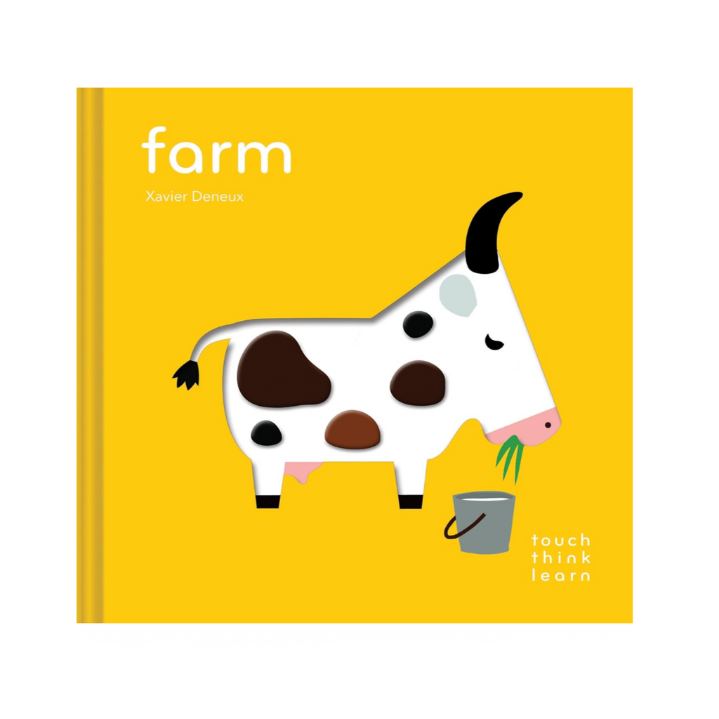 Book cover with a cow illustration on a yellow background