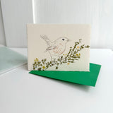 Handprinted Pack of Christmas Cards - Robin