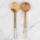 Wooden Dotted Salad Servers