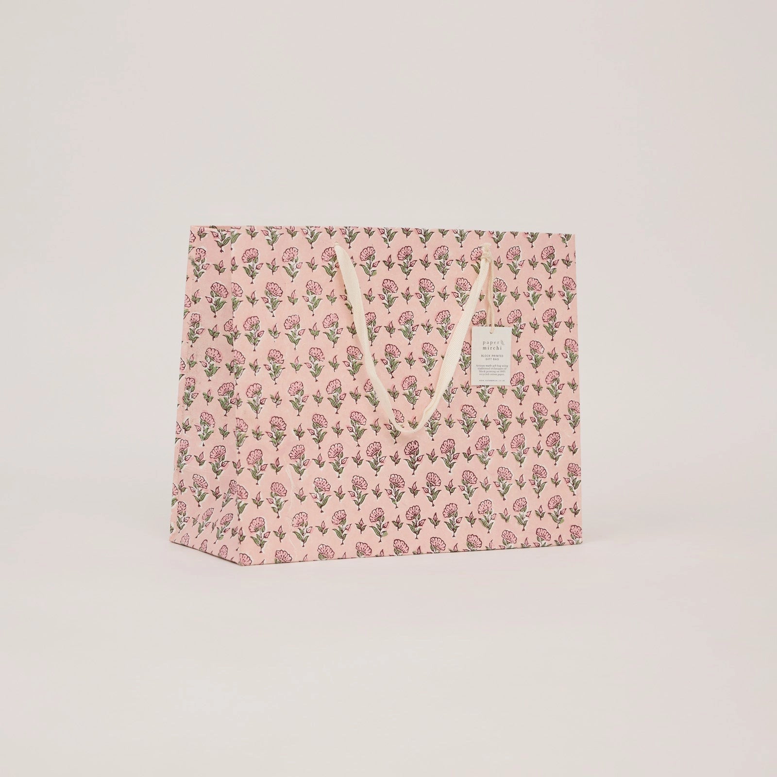 Block Printed Luxury Gift Bags - Large (Blush) - Winter's Moon 