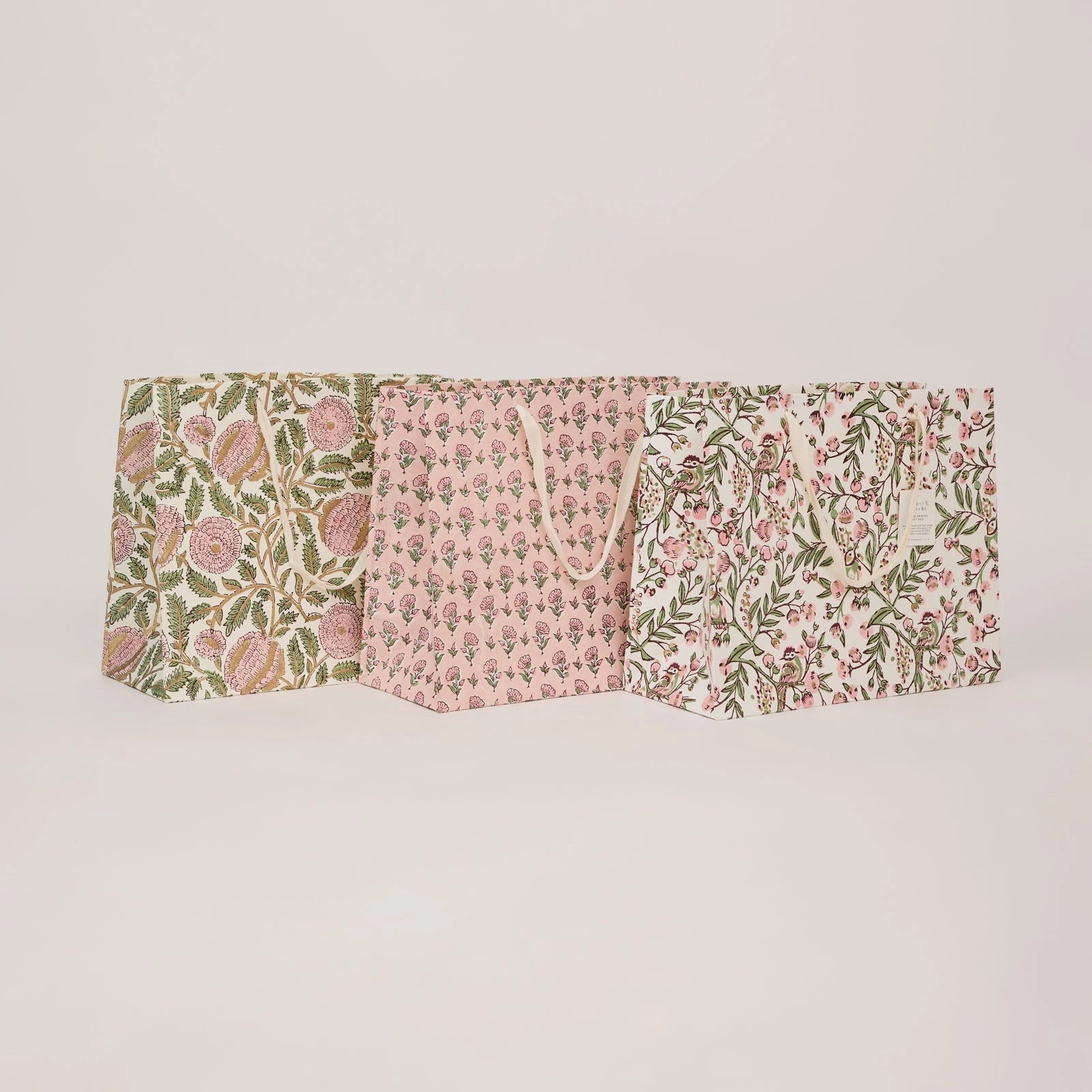 Block Printed Luxury Gift Bags - Large (Blush) - Winter's Moon 
