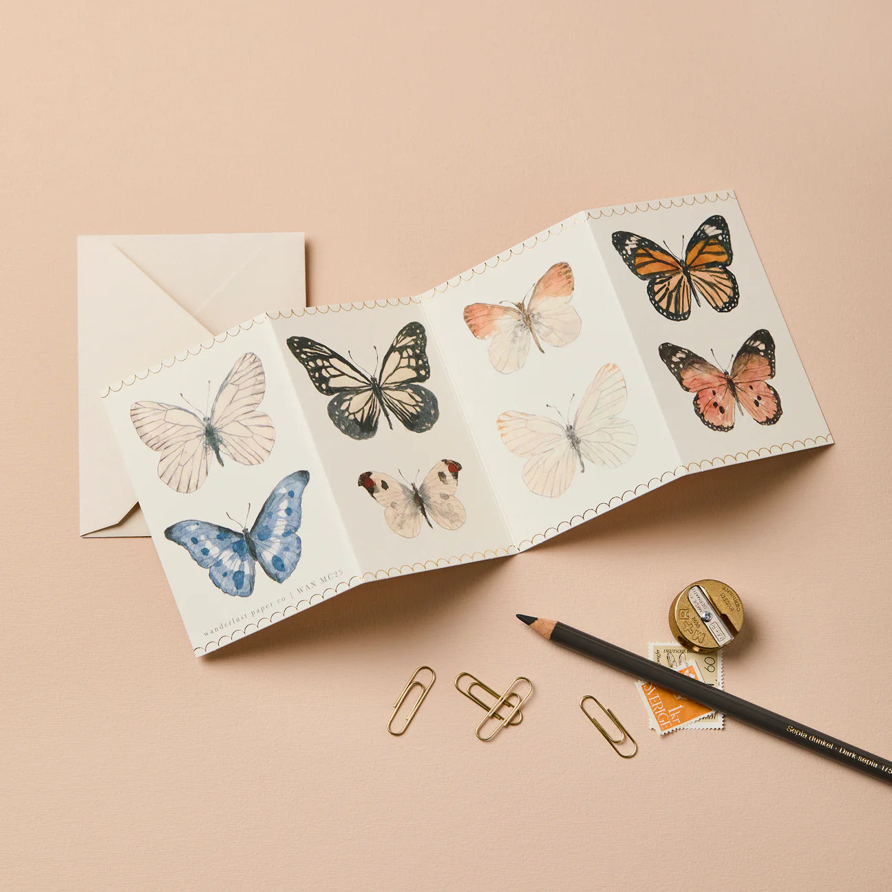 Butterfly Concertina Mini Card - Winter's Moon 