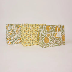 Block Printed Luxury Gift Bags - Medium (Sunshine) - Winter's Moon 