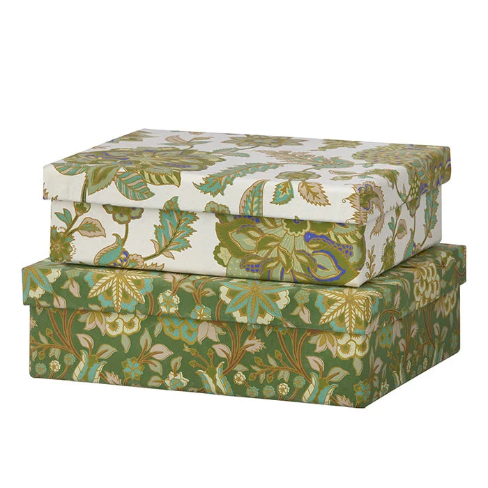 bungalow denmark - oblong tara fern box duo with green paisley print - winter's moon