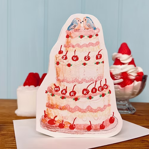 'Wedding Cake' Die Cut Greetings Card - Winter's Moon 