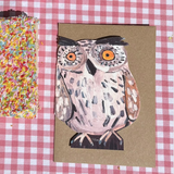 'Little Owl' Die Cut Greetings Card