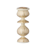 Bungalow Denmark - striped wooden candle holder in gold and white - winter's moon
