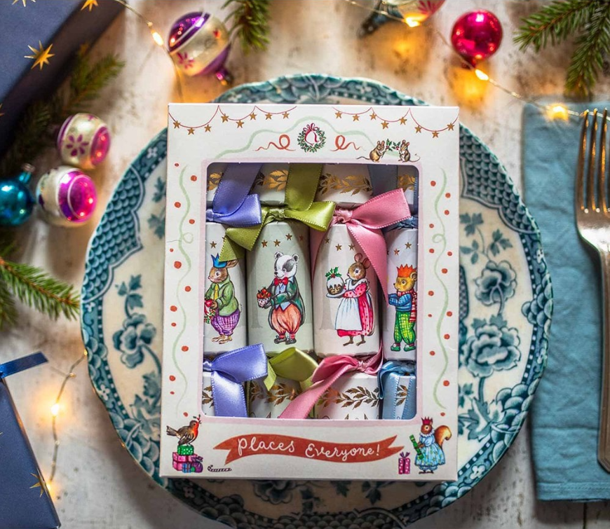 Decorative mini christmas crackers with painted designs