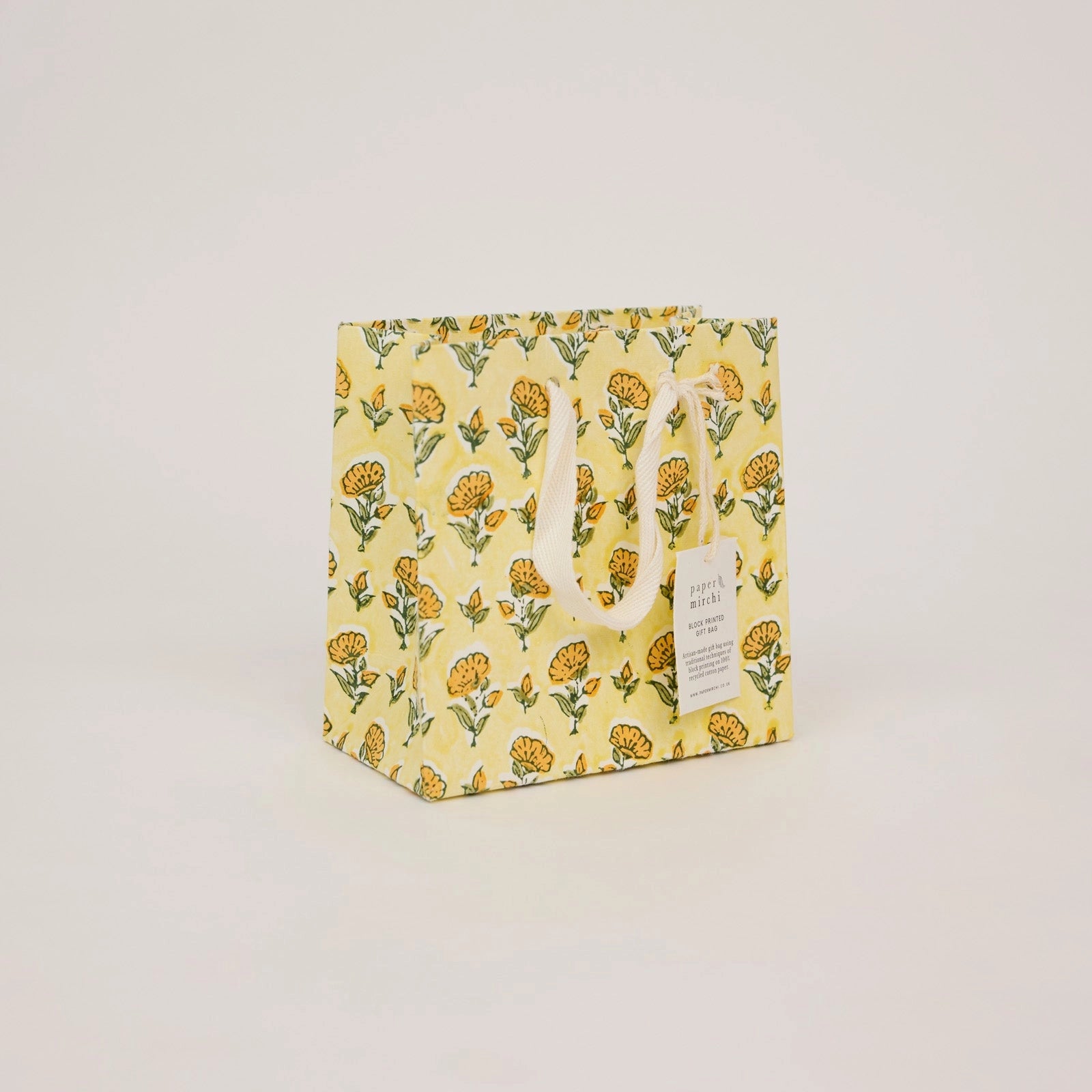 Block Printed Luxury Gift Bags - Small (Sunshine) - Winter's Moon 