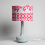 Grey Table Lamp & Pink 'Verdure' Shade - Winter's Moon 