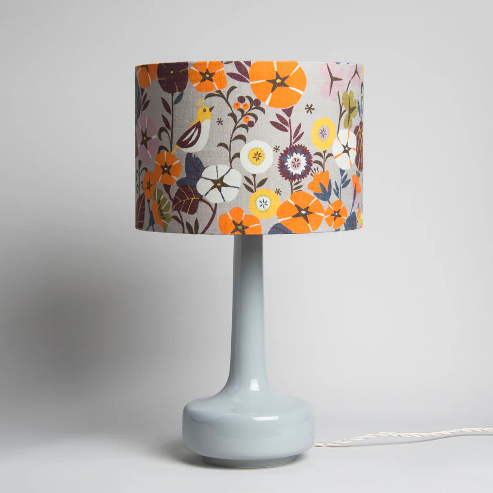 Grey Table Lamp & 'Nasturtium' Shade - Winter's Moon