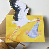 esther kent - stork mantelpiece pop-up greetings card - winter's m,oon